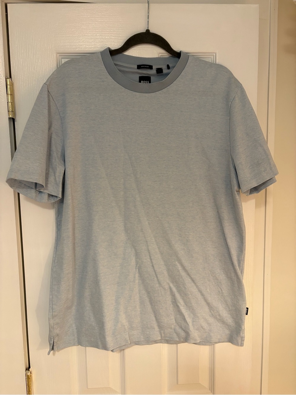 BOSS Men's Pale Blue Crew Neck Short Sleeve Tee